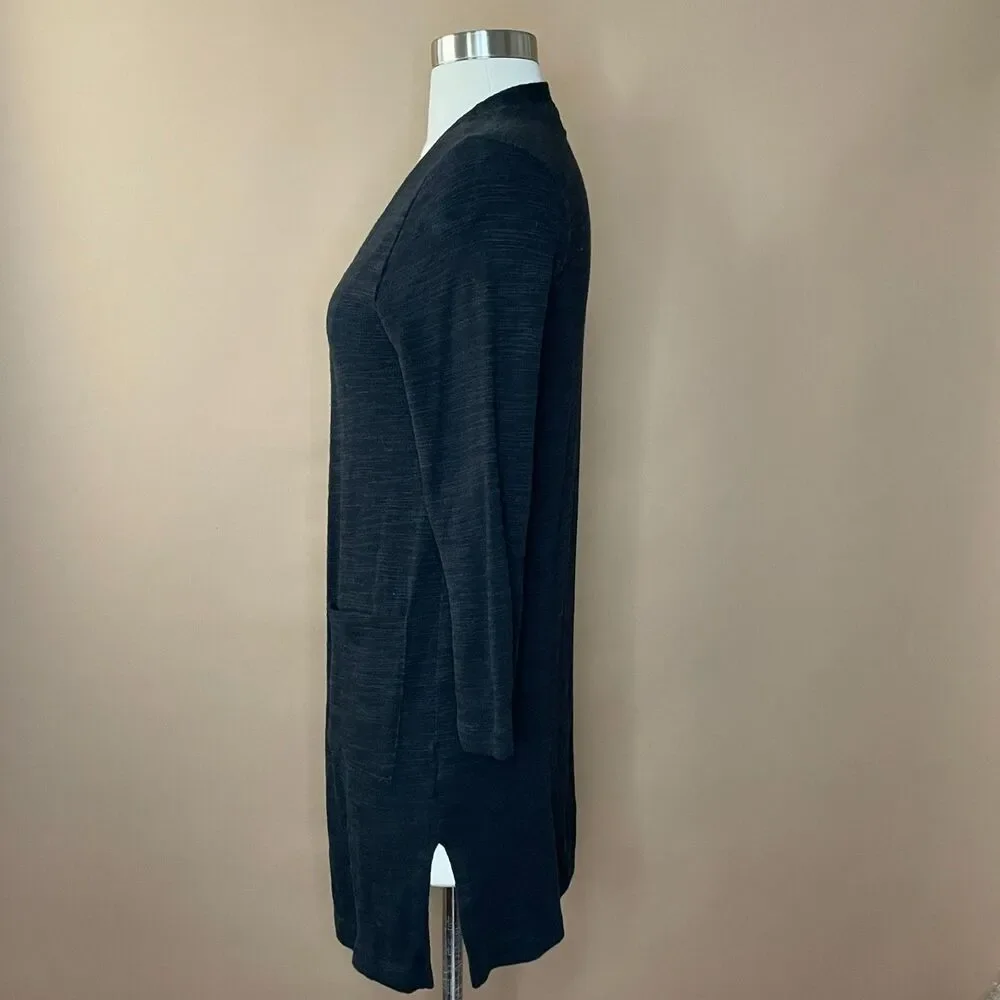 Old Navy Girls L 10-12 Black Open Front Long Cardigan Sweater Pockets